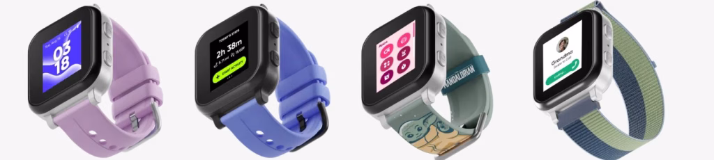 Colorful Gabb Watch interchangeable bands arranged in a row