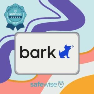 Bark logo and Safewise badge for winning their kids safety award 2024.