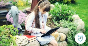 Girl playing on laptop