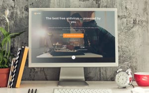 computer screen with antivirus homepage
