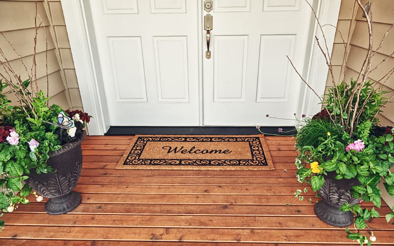 front door with doormat