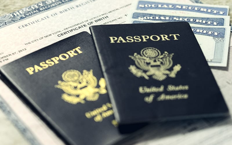 passports, birth certificate, social security cards