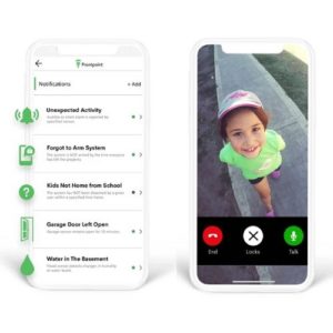 The Frontpoint home security app on a smartphone, noted for its easy navigation.