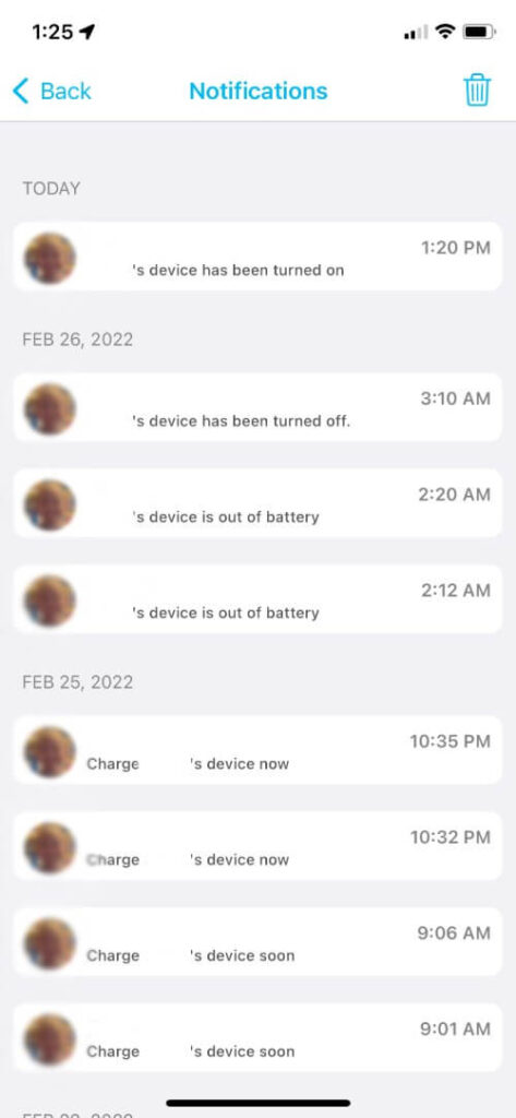 Gabb Watch app showing alerts and notifications for parental updates