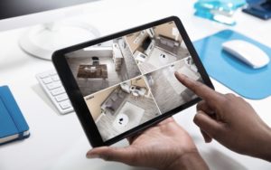 watching camera feed on tablet