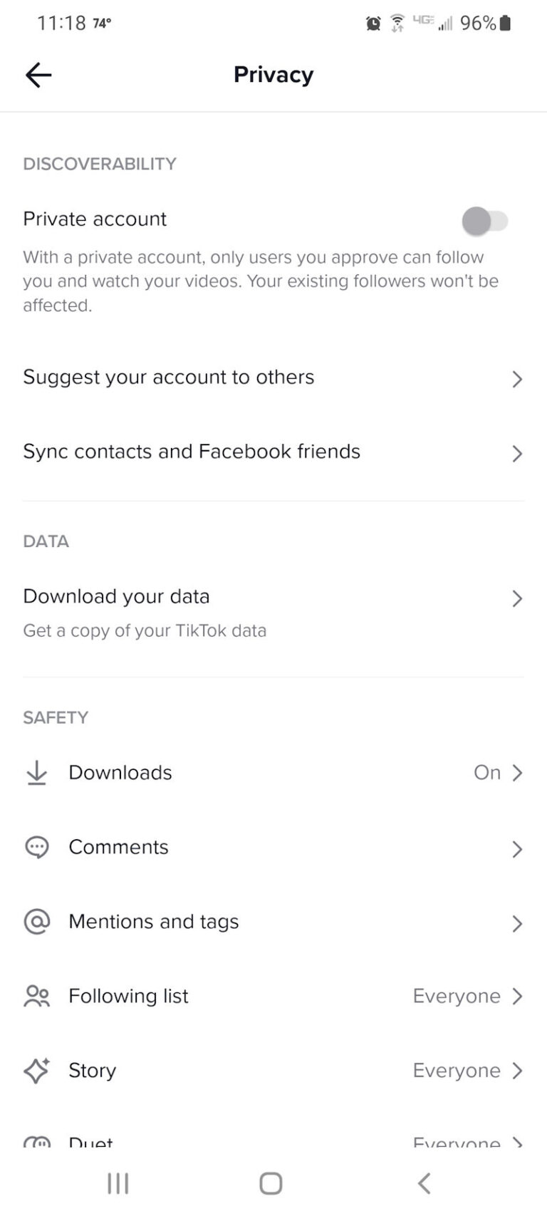 TikTok has privacy settings that can customize how others interact with you.