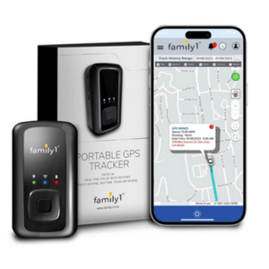 This tracker is a small rectangle that is about a quarter of the size of your phone.