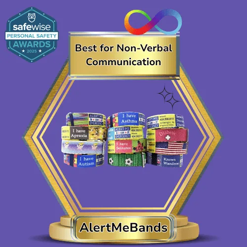 Alert Me Bands win Best for Nonverbal Communication for neurodivergent individuals in our Personal Safety Awards. Learn more at Alert Me Bands.