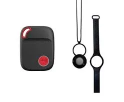 The Bay Alarm Medical SOS All-in-One 2 medical alert device with its portable base station and charging cradle.