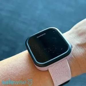 Garmin Bounce watch on the wrist of a kid tester.