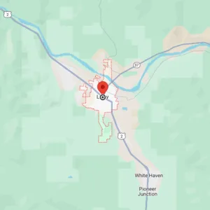 Map of Libby, Montana, one of the safest cities in 2025, showing its location.