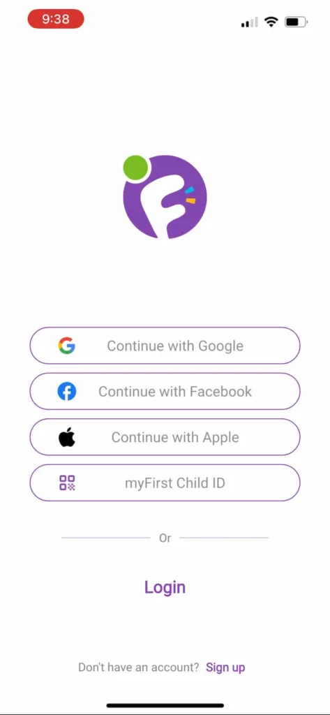 The myFirst Circle app downloaded onto my iPhone and ready to setup my account.