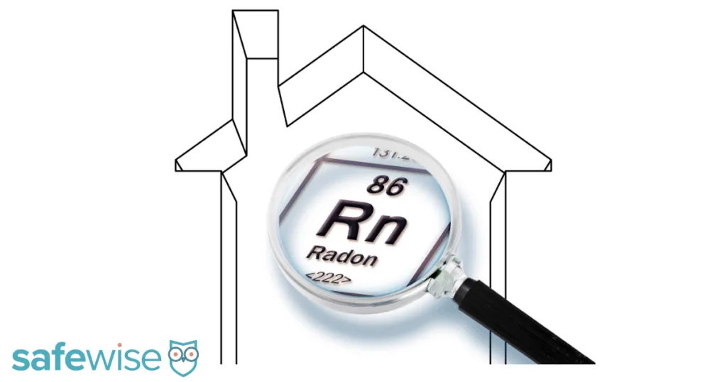 Radon is a deadly gas that can be tested. The image is of a magnifying glass over the symbol for radon: Rn.