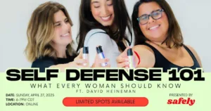Self Defense 101 class sign-up information.