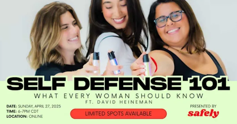 Self Defense 101 class sign-up information.