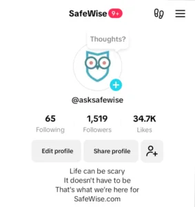 SafeWise's TikTok account. @asksafewise