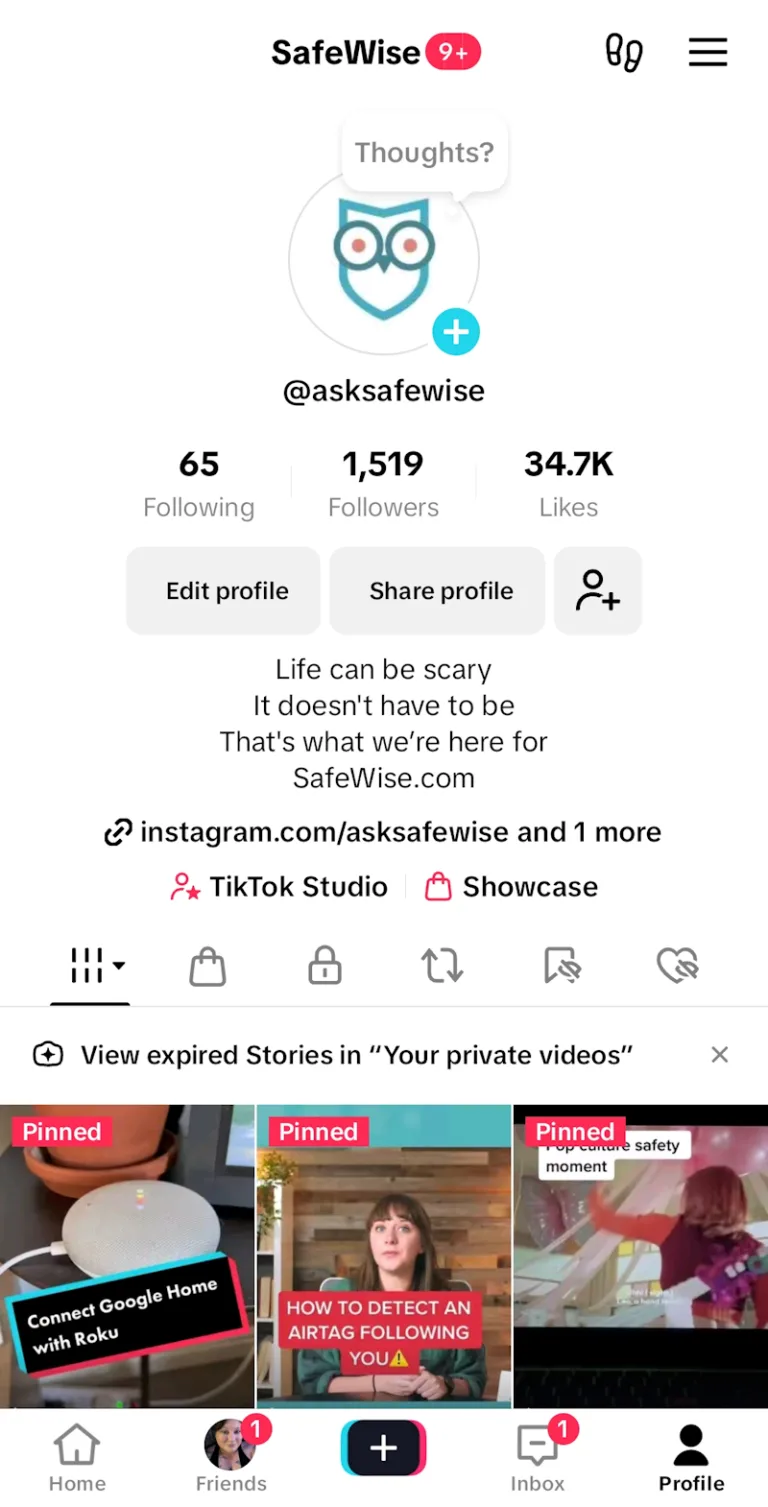 SafeWise's TikTok account. @asksafewise