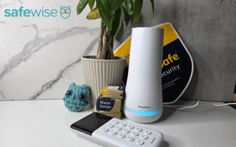 SimpliSafe equipment on desk.