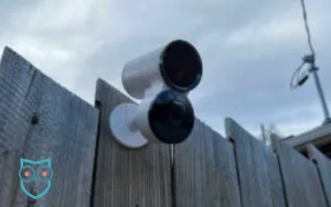 Deep Sentinel camera on fence during testing