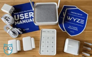 Wyze Home Security kit on a table during testing