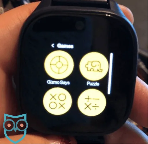 Games menu on Verizon Gizmo Watch 3