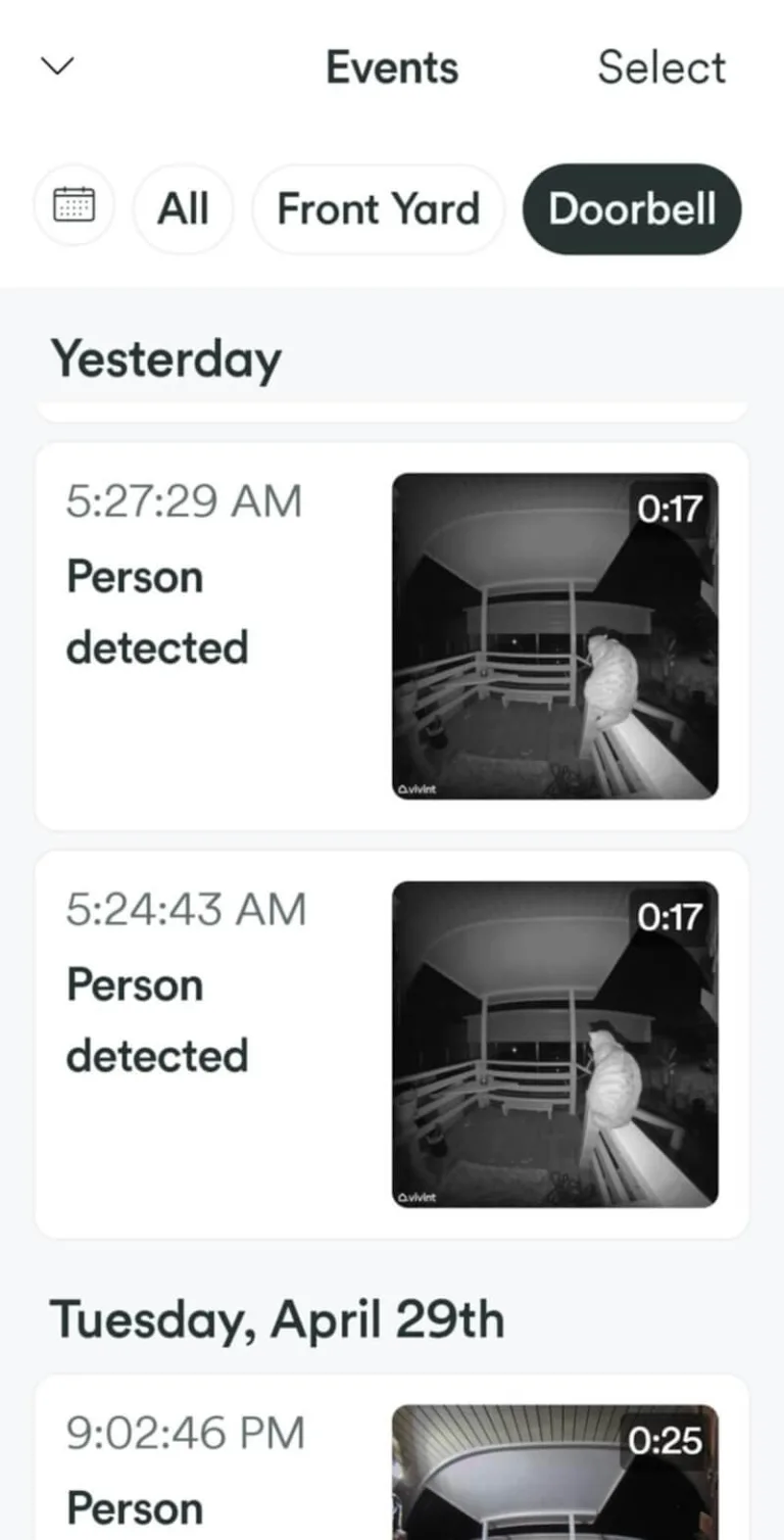 Vivint doorbell not detecting pets