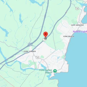 Map of York, Maine, one of the safest cities in 2025, showing its location.